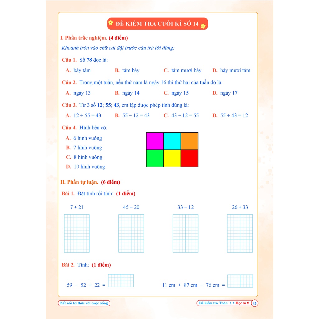 Sách - Đề Kiểm Tra Toán 1 Học Kì 2