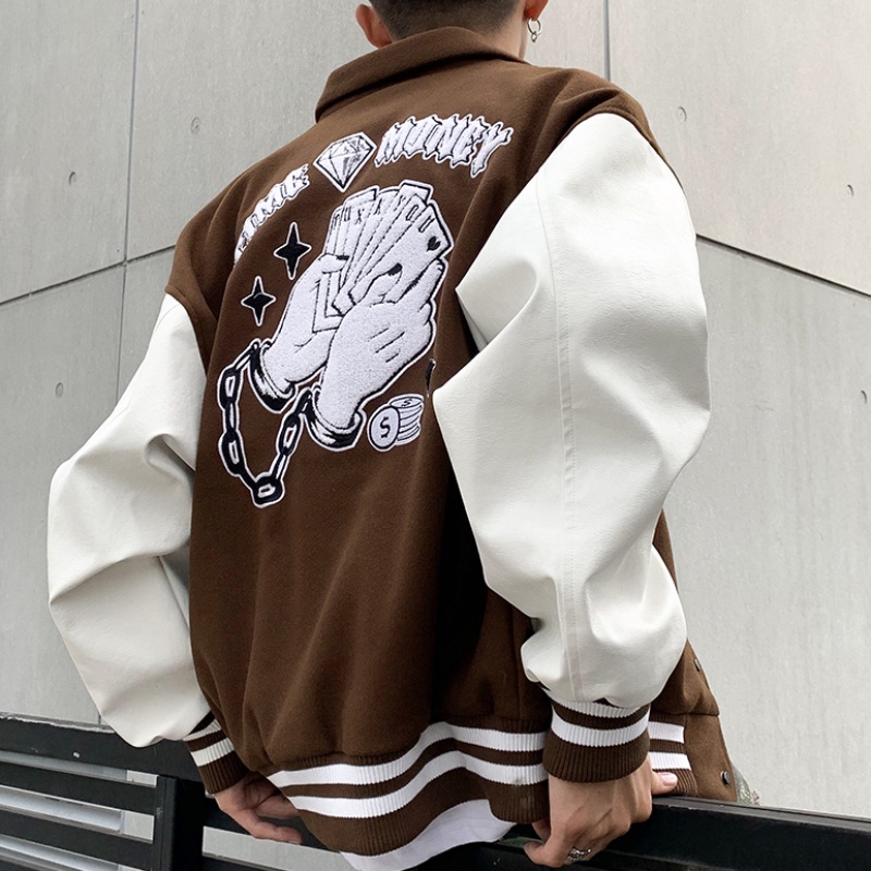 Áo khoác bóng chày thêu chữ phong cách nam tính sành điệu