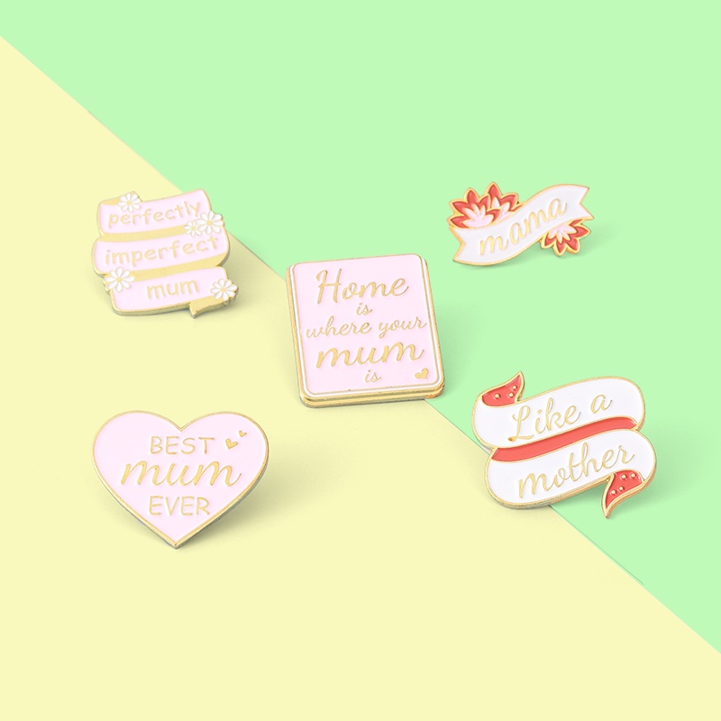 Ghim cài áo QIHE JEWELRY Best Mama Perfect Mum hoạt hình màu hồng