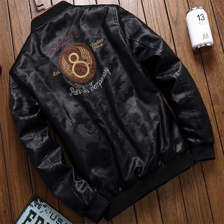 Áo khoác nam da mềm Bomber phong cách đường phố