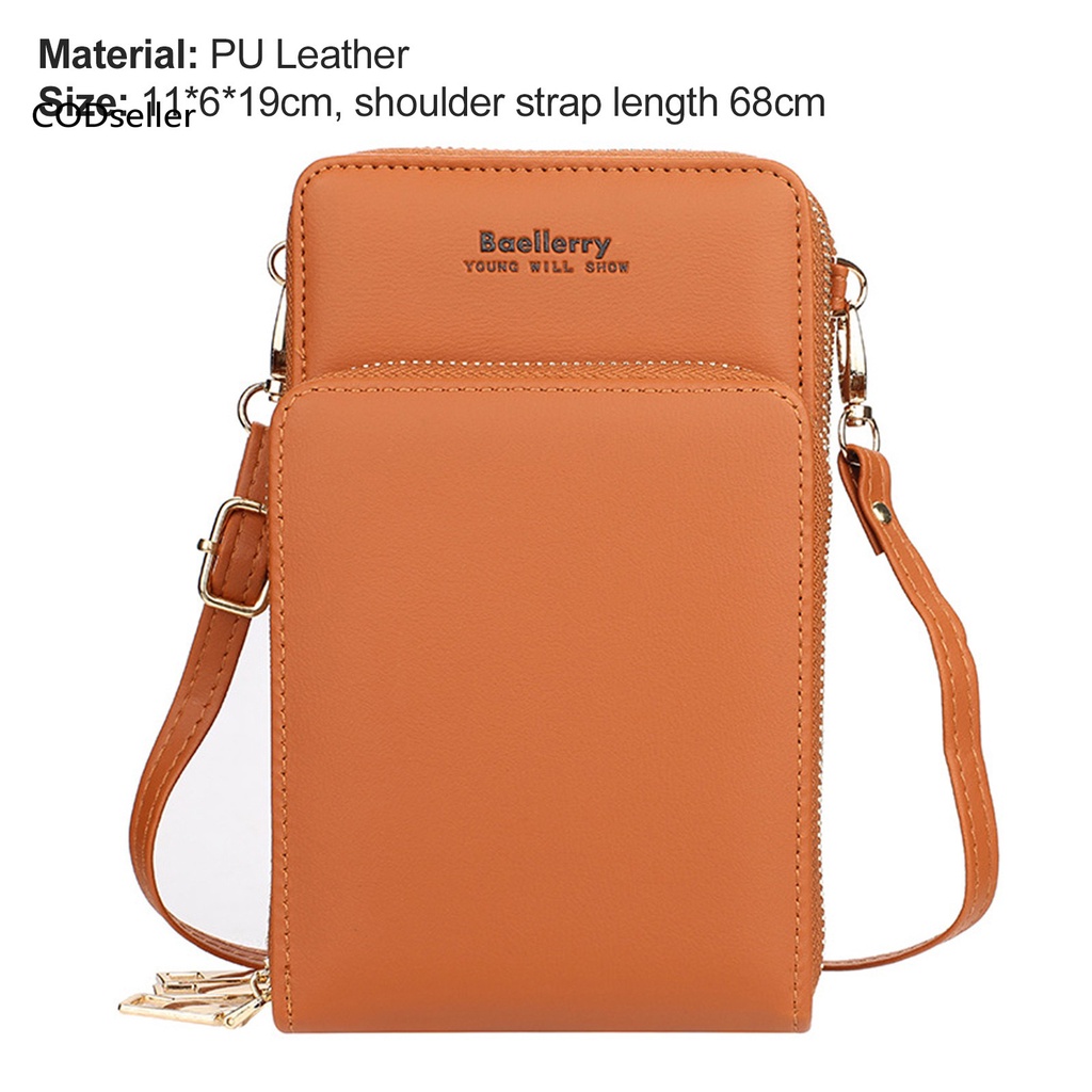 COD_ Solid Color Handbag Zipper Closure Women Messenger Bag with Multi Slots for Shopping