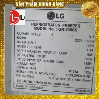 Ron tủ lạnh lg model gn-l202bs
