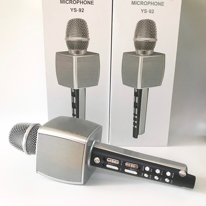 Micro karaoke bluetooth YS-92 JVJ cao cấp, Míc hát cầm tay siêu hay cưc vang pass