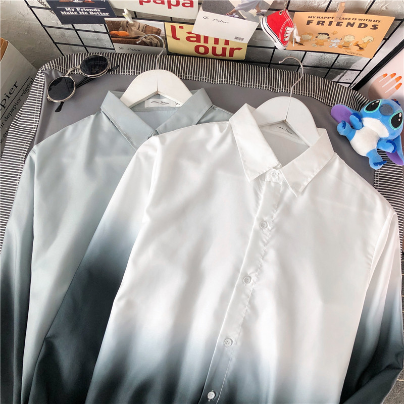 Áo sơ mi tay dài màu gradient cài nút cỡ M-3XL dành cho nam