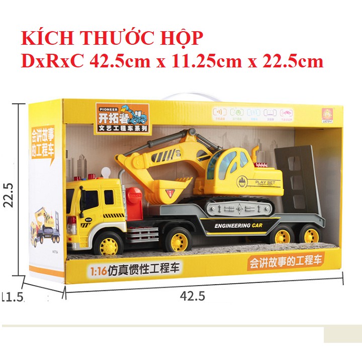 Bộ xe đầu kéo và cẩu xúc đồ chơi trẻ em tỉ lệ 1:16