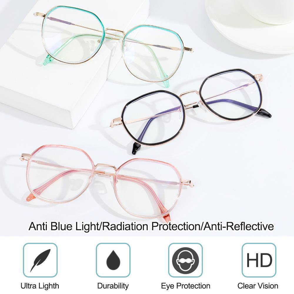 Mắt Kính Gọng Kim Loại Tròn Chống Tia UV