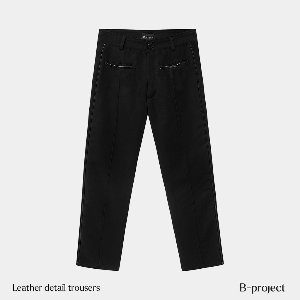 Quần kaki nam viền da - Skinny trousers with leather detail B-project