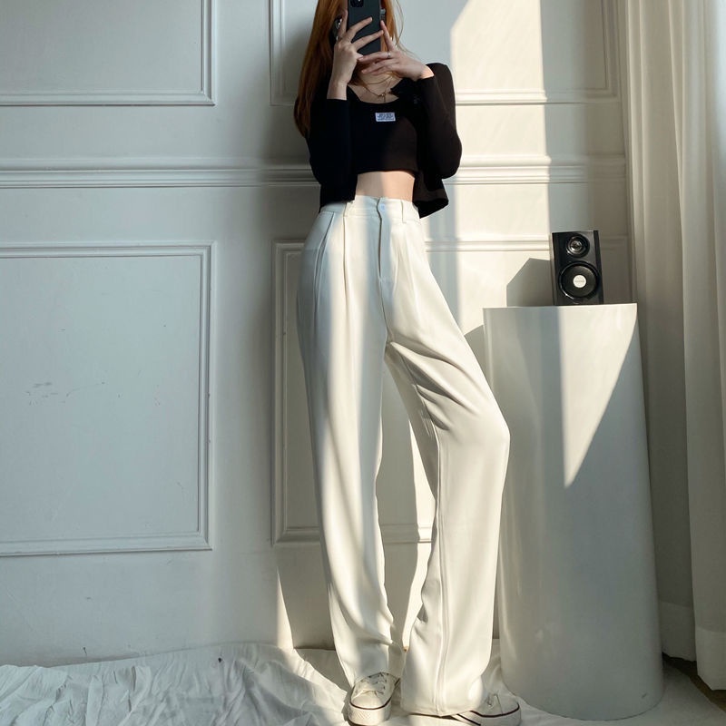 Cổ Phiếu Sẵn Sàng❤Quần Dài Ống Rộng Lưng Cao 170 Độ Thời Trang Cho Nữ