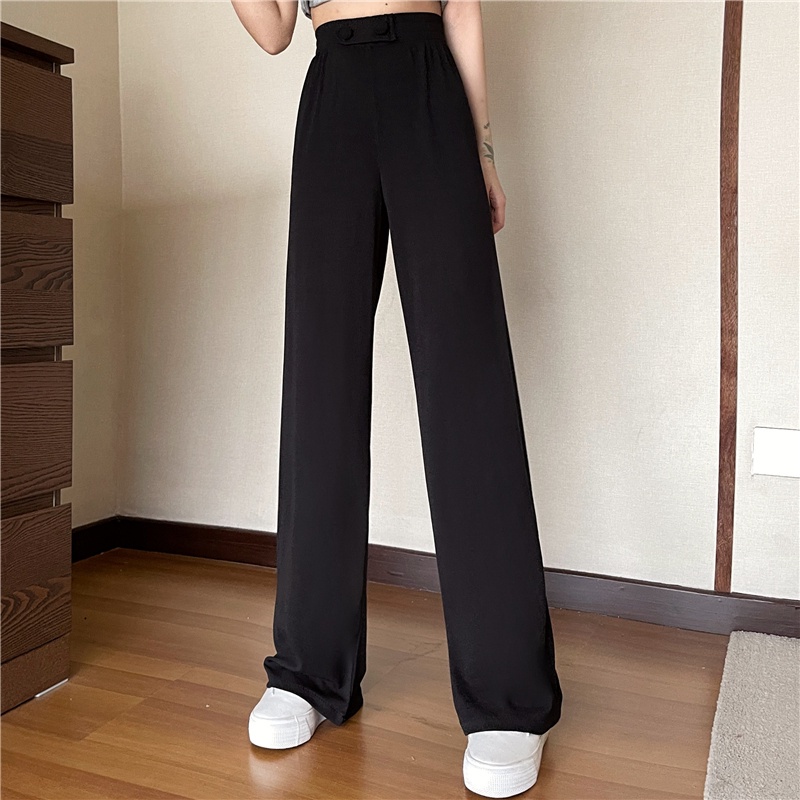 Quần nữ SUXI ống rộng cạp cao màu trơn thời trang mới mùa hè