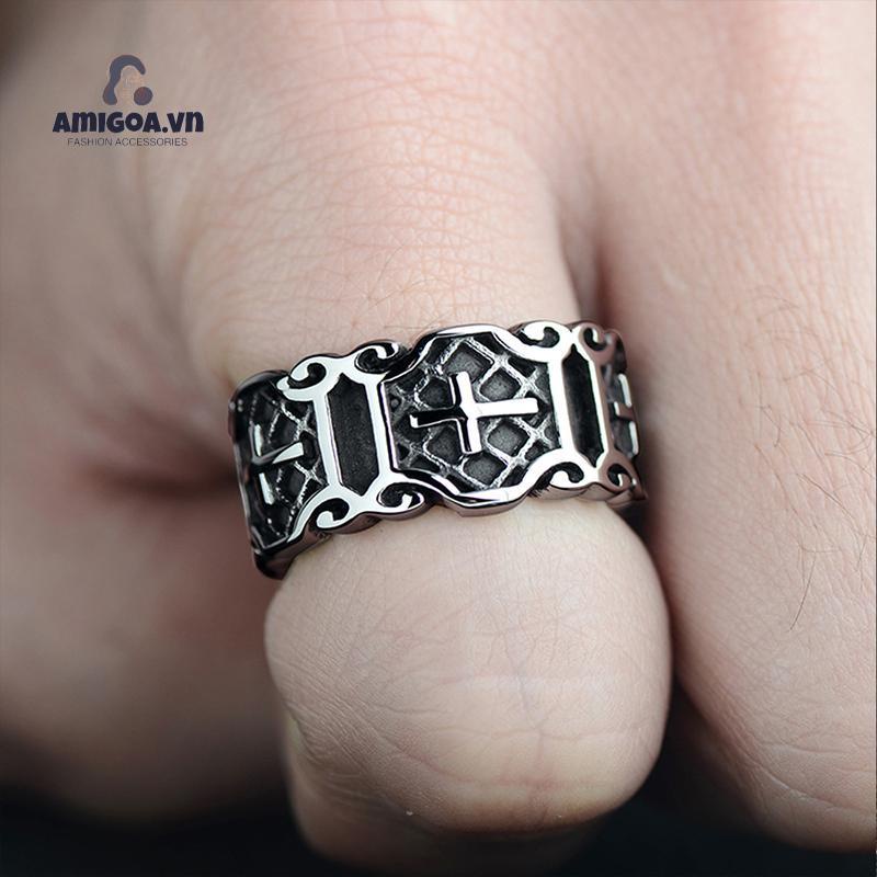 ✨✨Nhẫn Đeo Tay Màu Đen Phong Cách Punk Retro Cá Tính Thời Trang Cho Nam