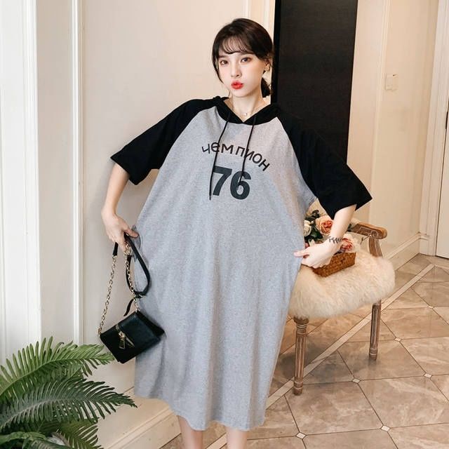 Áo Thun Dáng Rộng Có Mũ Trùm Phong Cách Phương Tây Thời Trang Mùa Hè Cỡ Lớn Cho Nữ