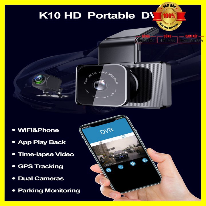 [ Bảo Hành 12 tháng] Camera hành trình ô tô, xe hơi cao cấp Phisung K10 tích hợp camera lùi, kết nối WIFI, định vị GPS | BigBuy360 - bigbuy360.vn
