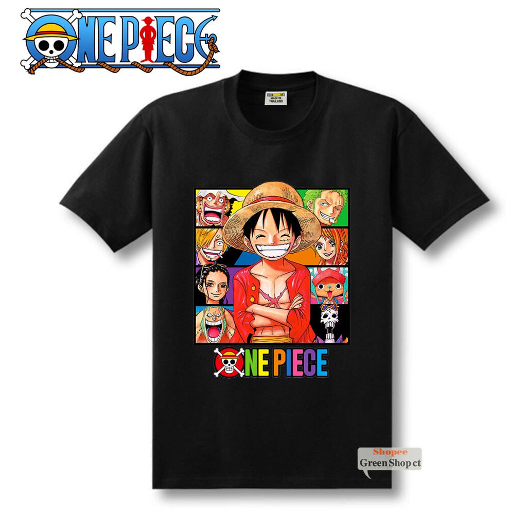 Áo Thun One Piece Luffy 2 màu trắng đen vải Thái 4 Chiều S098