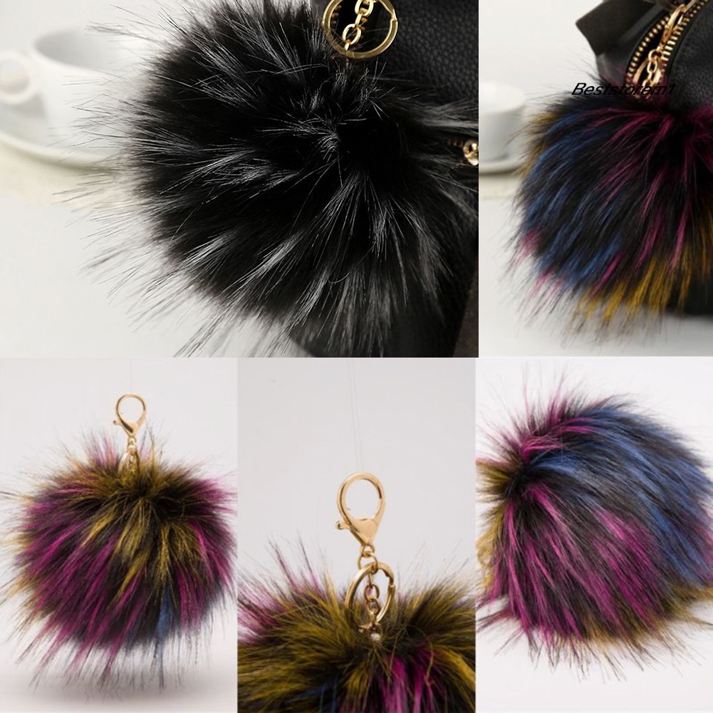 Móc Khóa Cục Bông Lông Xù 13Cm Đáng Yêu