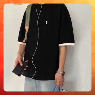 Áo thun tay lỡ form rộng thêu chữ D - Unisex nam nữ đều mặc được