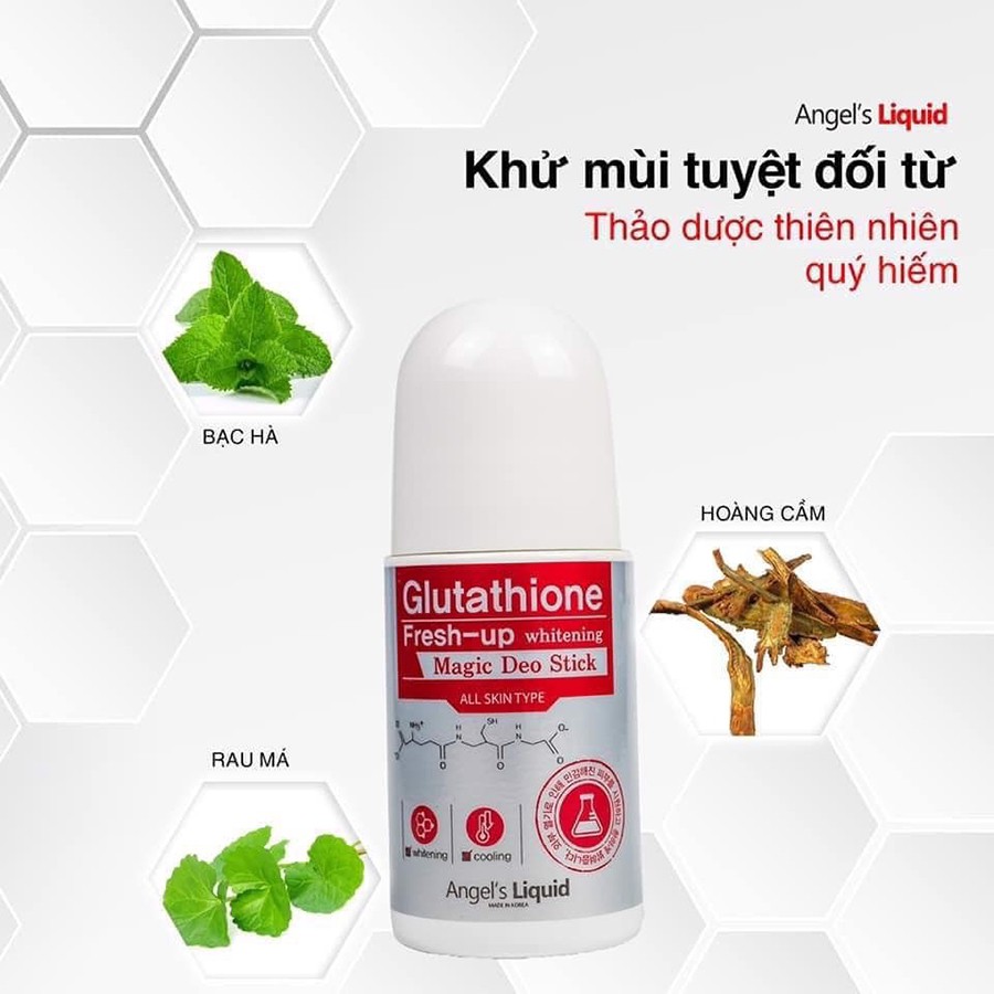 Lăn khử mùi dưỡng trắng mờ thâm đặc trị mồ hôi angel's liquid glutathione fresh-up whitening magic deo stick - Lamicare | BigBuy360 - bigbuy360.vn