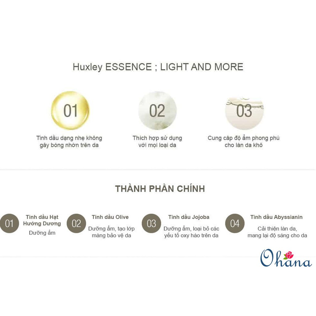 Tinh Chất Dưỡng Ẩm, Chống Lão Hóa Huxley Oil Light And More 5ml (Huxley Mini)