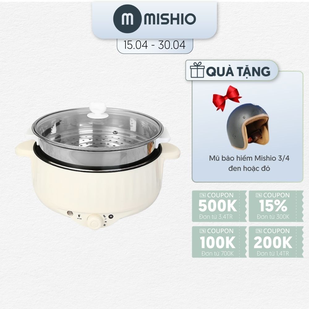 Nồi lẩu điện 3.7L Mishio MK275 kèm xửng hấp inox