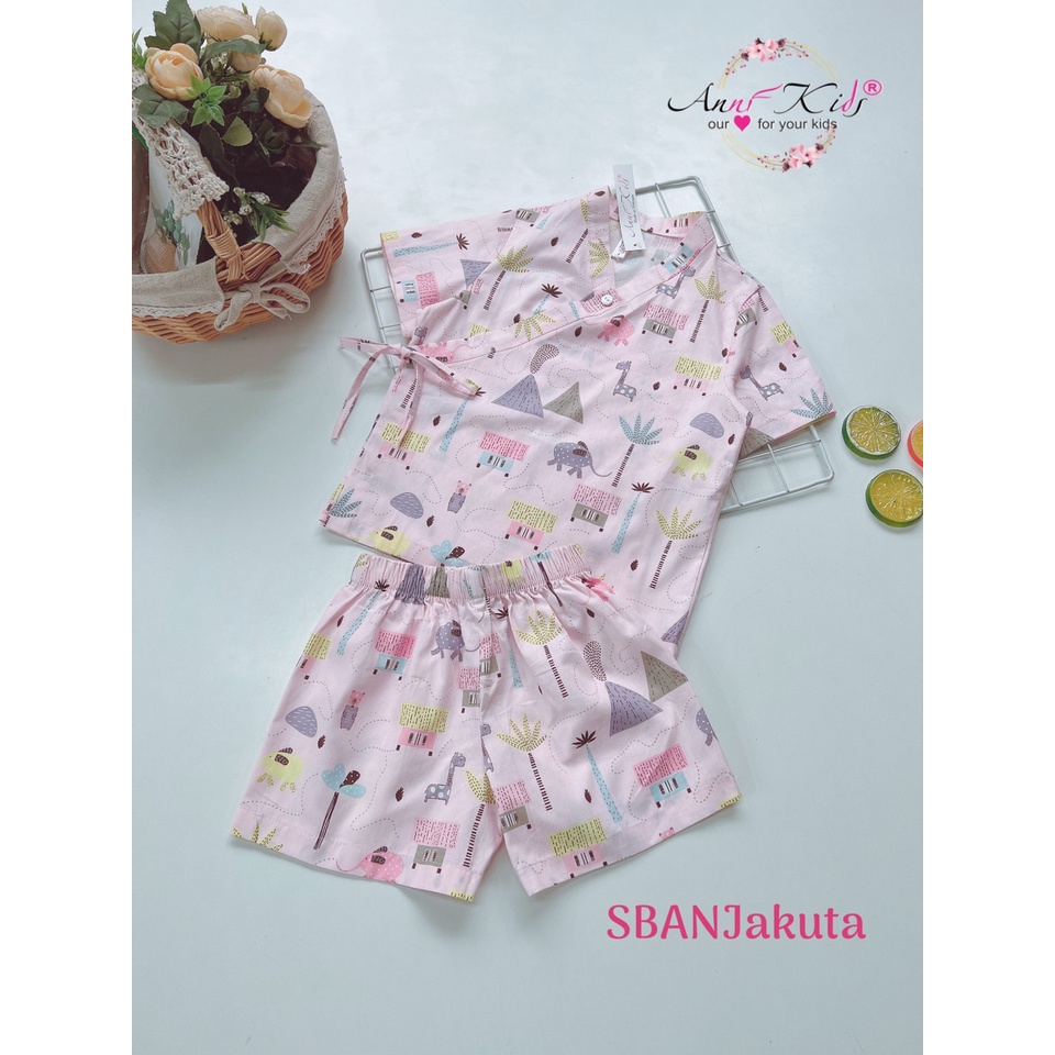 BỘ NGỦ BÉ TRAI SET JUKATA KIMONO XANH XE HƠI