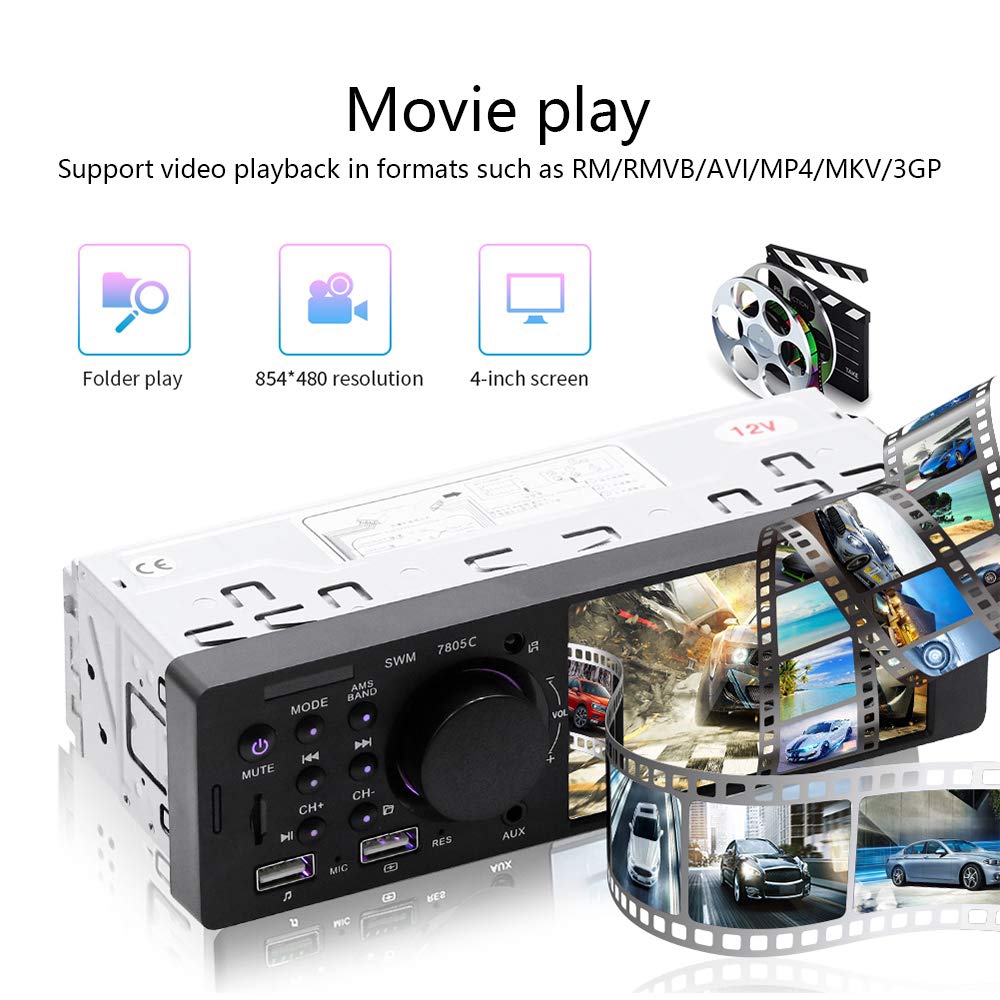 Máy Nghe Nhạc Mp5 Đa Phương Tiện Trên Xe Hơi Màn Hình 4.1 "Hd 1 Din