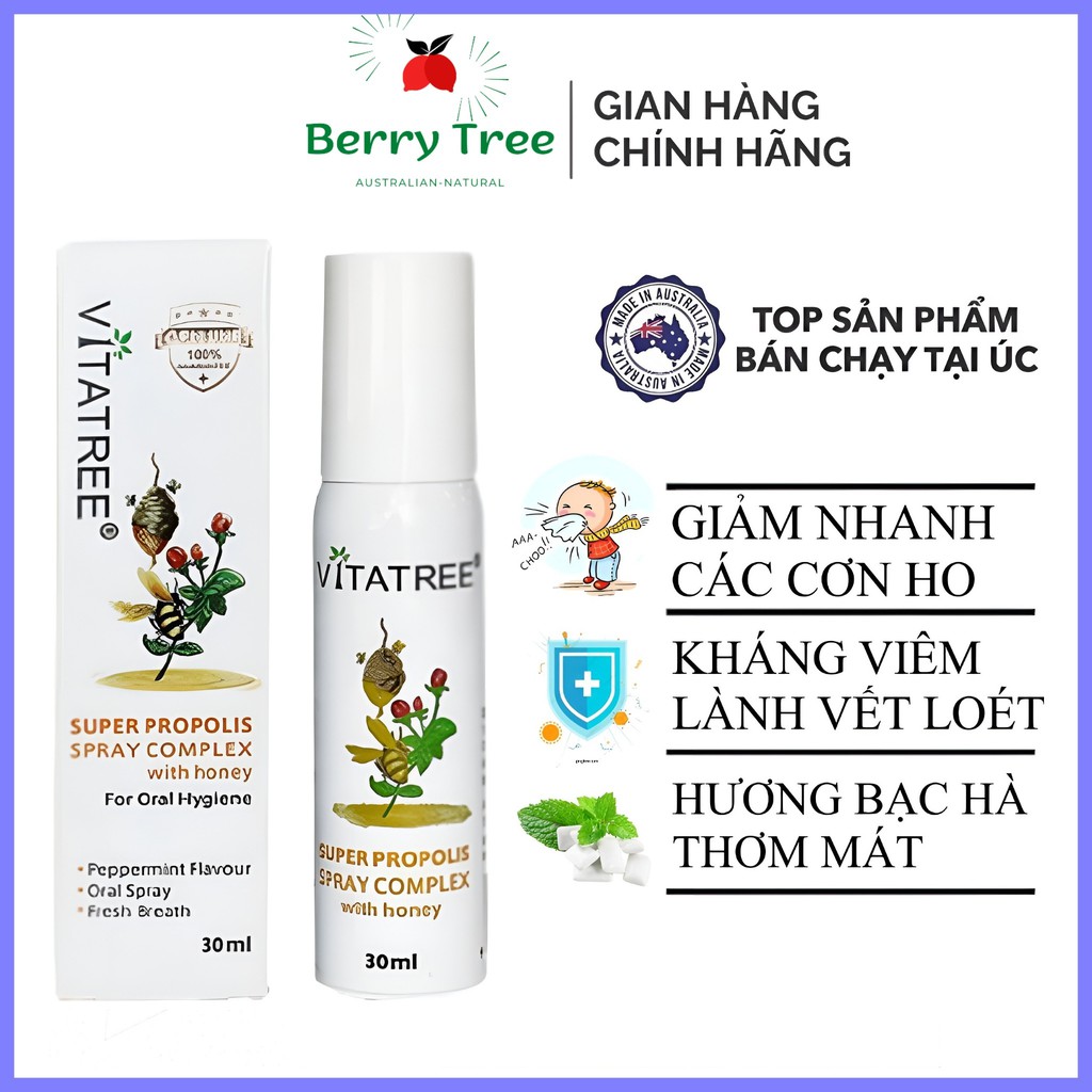 Xịt Họng Keo Ong Vitatree Úc 30ml (BR)