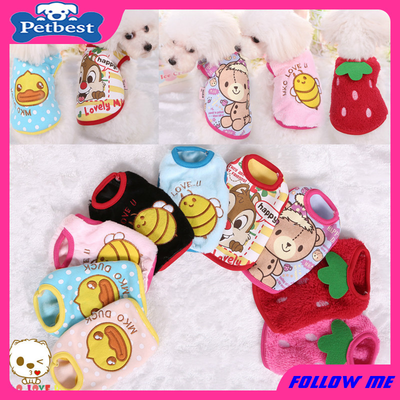 cartoon pet clothes dog clothes plus fleece sweater shirt