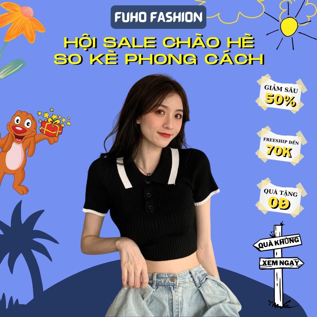 [ Hàng Cao Cấp ] Áo croptop len nữ ngắn tay có cổ FUHO Fashion áo polo phong cách trẻ trung siêu dễ phối đồ 029