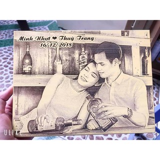 Quà tặng theo yêu lễ kỷ niệm - Khung ảnh gỗ tranh gỗ điêu khắc khắc hình cầu ~ quà tặng độc đáo