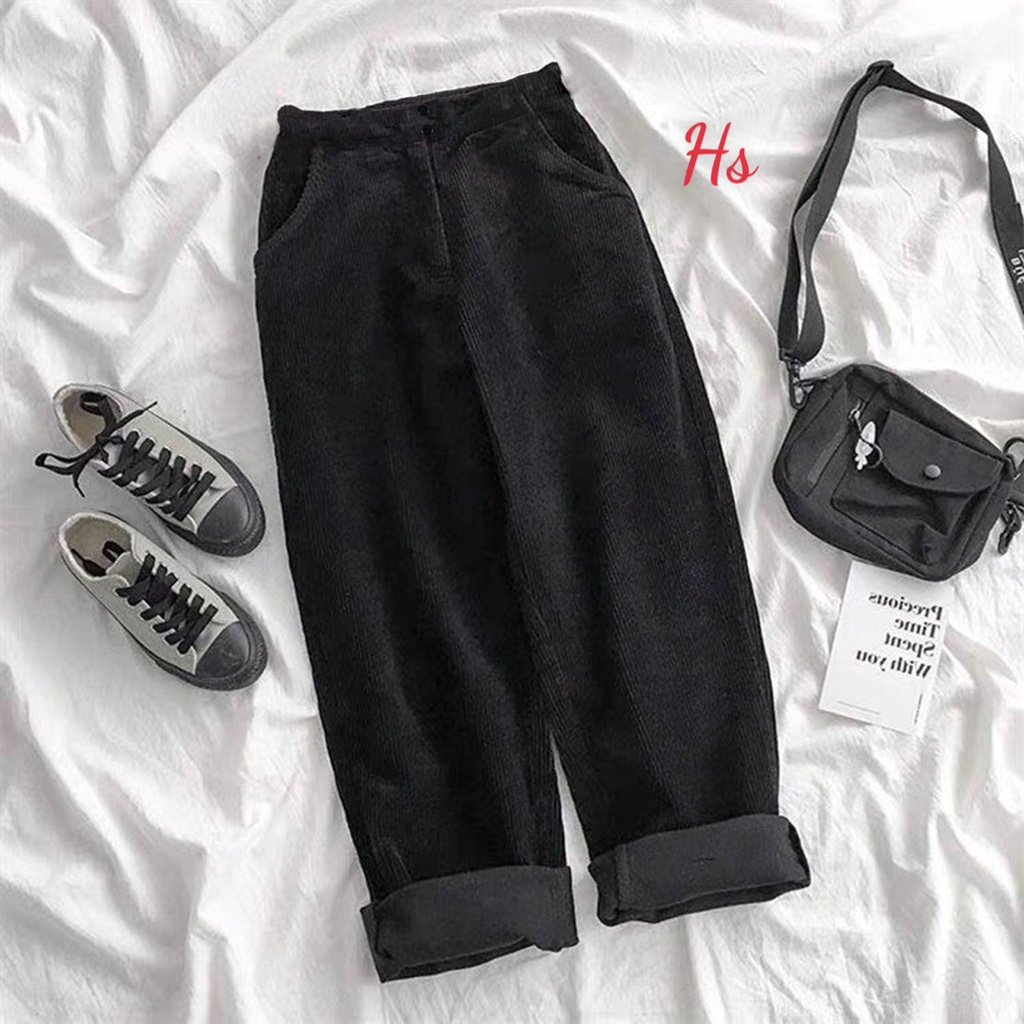 Quần Baggy Nhung Cài Cúc Hack Dáng Túi Hộp Đóng Cúc Unisex Wild Goute - Quần Suông Form Ống Rộng Vải Mịn Mã 846 | BigBuy360 - bigbuy360.vn