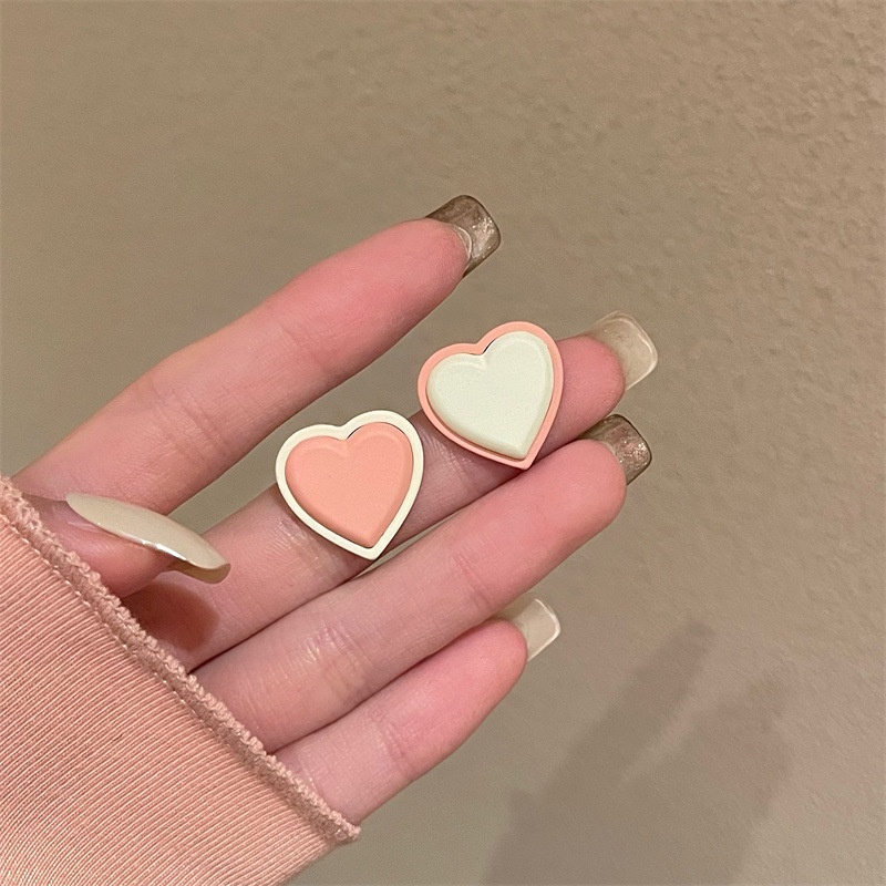 Bông Tai Mạ Bạc 925 Hình Trái Tim Phong Cách Hàn Quốc Độc Đáo F870