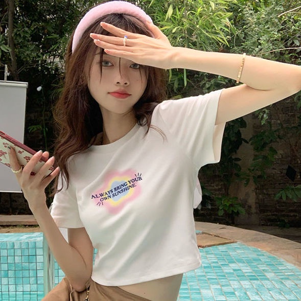 Áo thun COZOKC ngắn tay dáng ôm in họa tiết thời trang