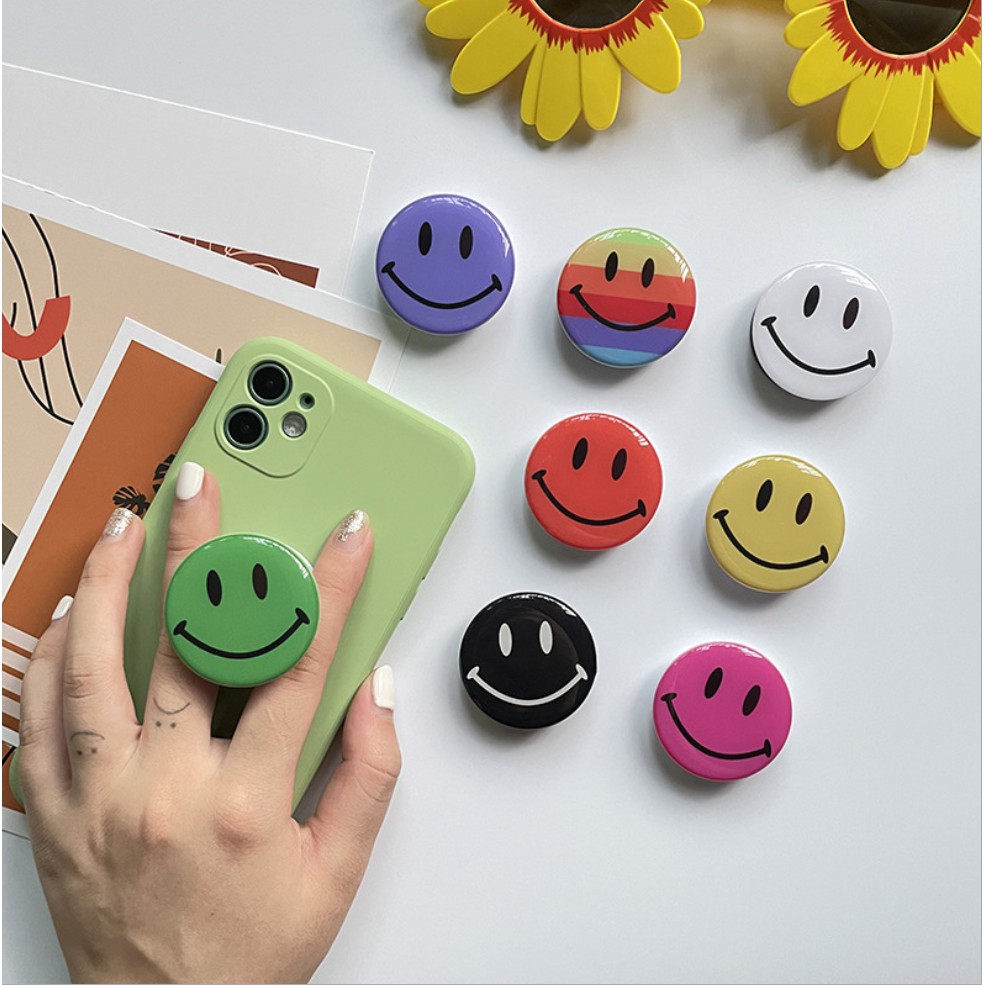 Chống điện thoại Popsocket họa tiết mặt cười SMILE in bóng dễ thương pop up đỡ cho dế yêu của bạn