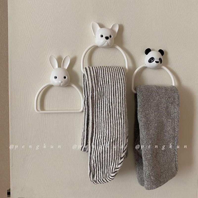 Giá Treo Khăn Gắn Tường Không Cần Khoan Họa Tiết Hoạt Hình Dễ Thương