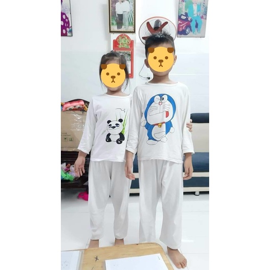 Đồ Bộ Cotton Trắng – Viền Trắng - DÀI TAY Bé Trai, Bé Gái 4kg Đến 65kg