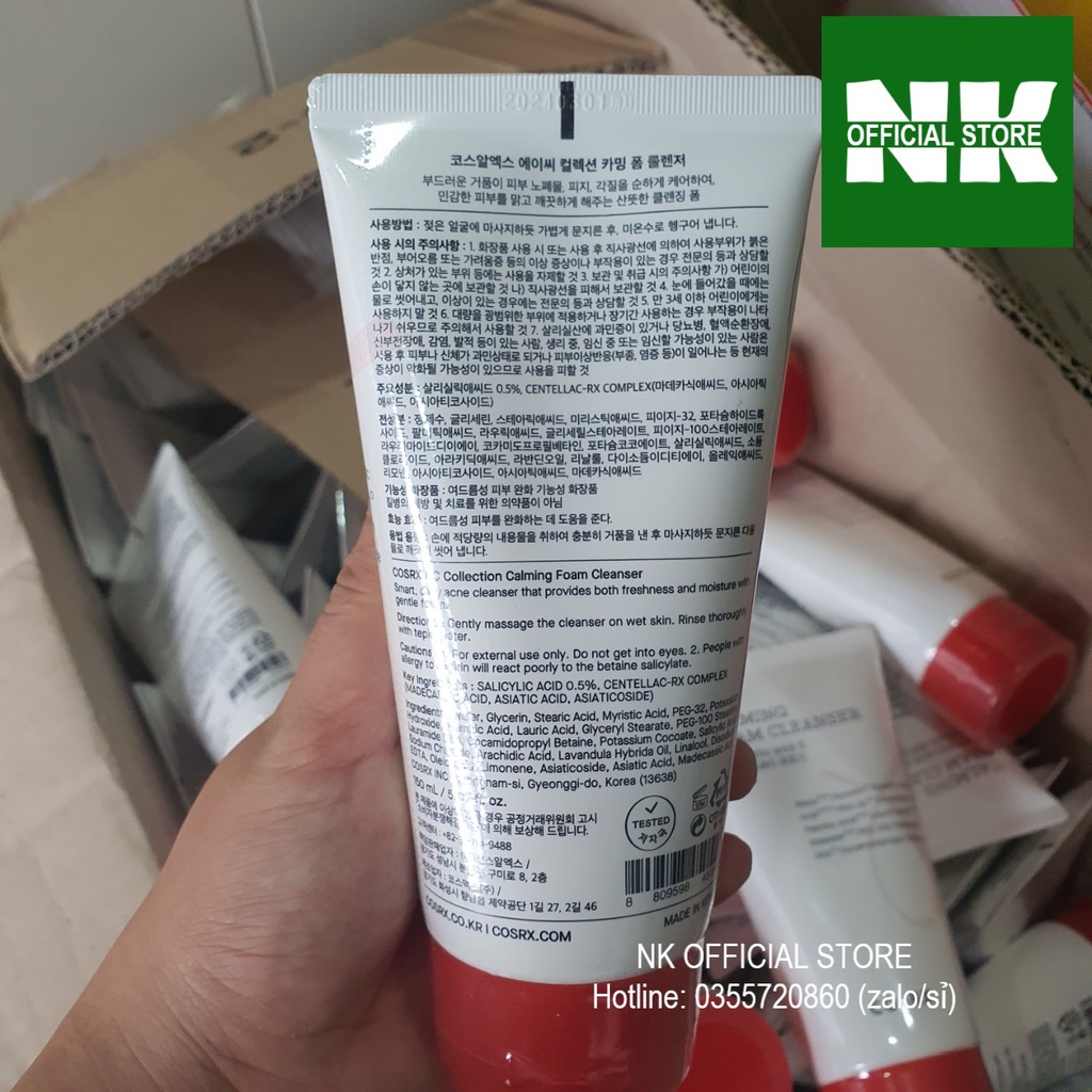 Sữa rửa mặt COSRX Calming Foam Cleanser 150ml Chính Hãng - Da Nhạy Cảm