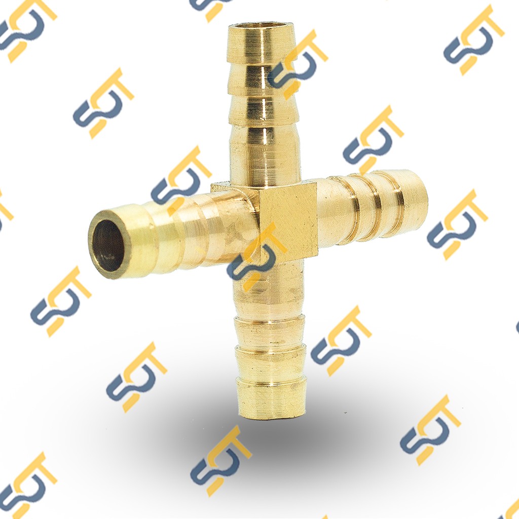 [NỐI ỐNG MỀM] Thập bốn đầu đuôi chuột nối gắn cắm ống nhựa mềm PU chia 4 hướng - Đồng thau