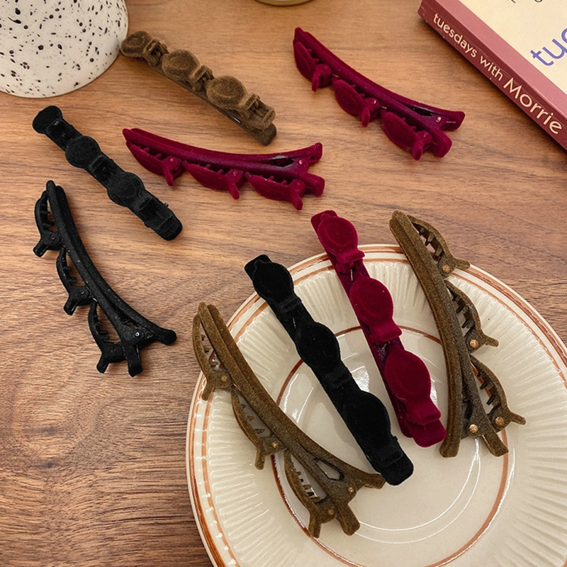 Kẹp Tóc Vải Nhung Màu Đỏ Đen Thời Trang Cho Nữ dreamdiary