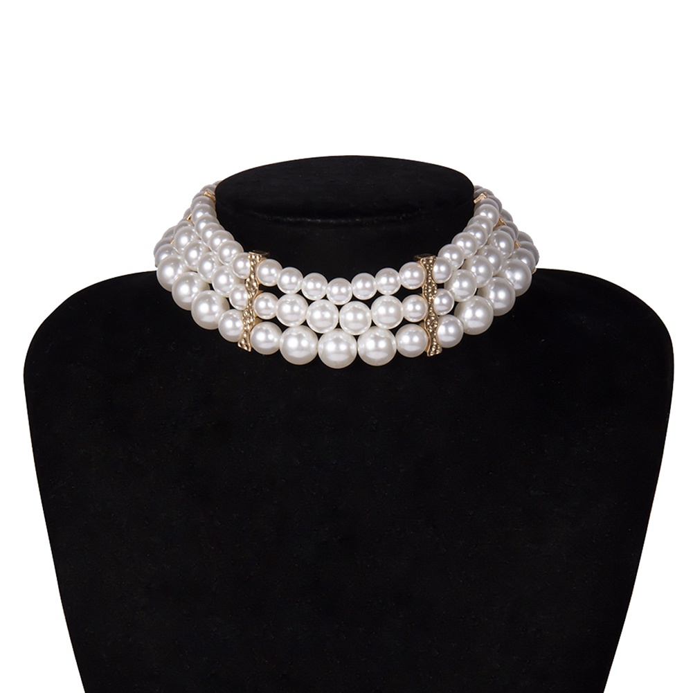 Vòng cổ nhiều lớp đính ngọc trai nhân tạo thời trang