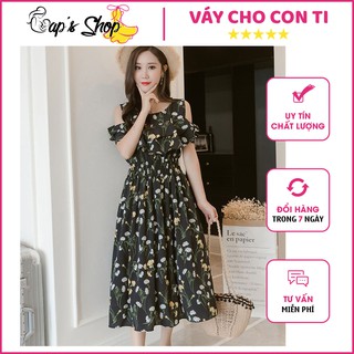 Váy sau sinh cho con bú dáng maxi, chất voan lụa, có thể mặc bầu