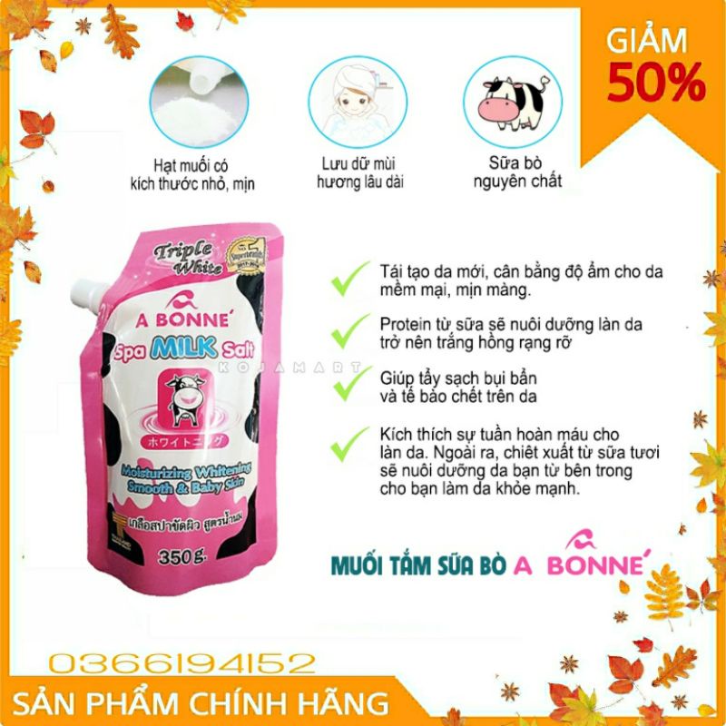 Muối tắm sữa bò tẩy tế bào chết Thái Lan A Bonne Spa Milk Salt 350g