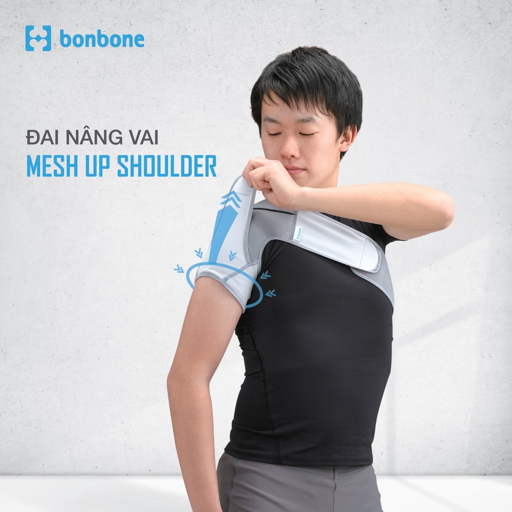 Đai bảo vệ khớp vai Bonbone Mesh Up Shoulder - Đai nâng vai hỗ trợ khớp vai khi vận động | Made in Japan