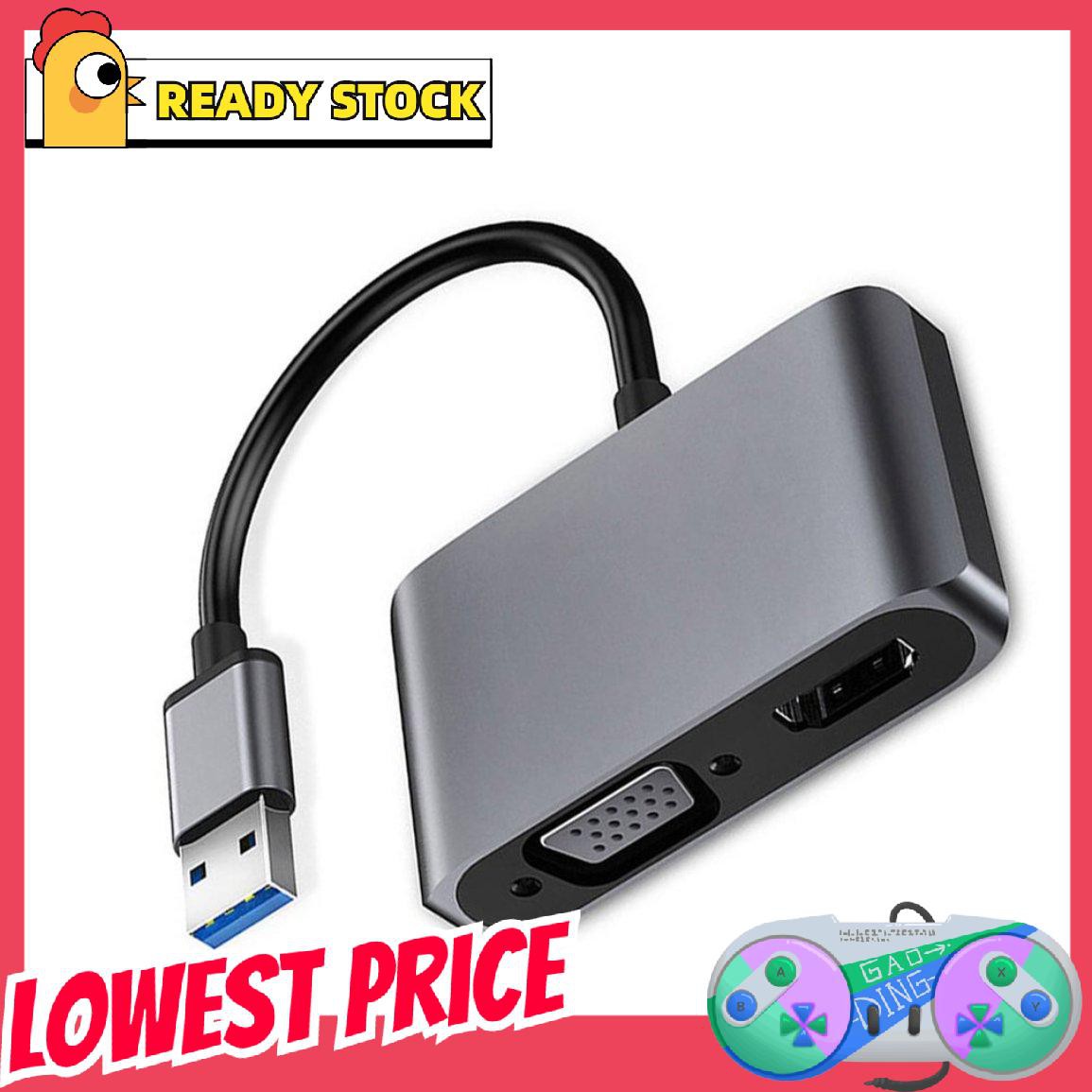 [lovely]Usb3.0 To Hdmi-compatible Vga Adapter 2-In-1 Usb To Hdmi-compatible Converter
