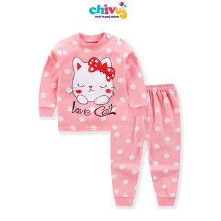 Bộ Quần Áo Thu Đông Dài Tay Chất Cotton 100% Cho Bé Gái Từ 6 - 18kg