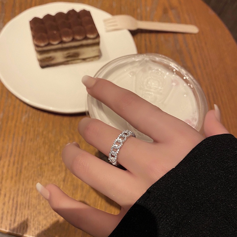 Nhẫn dạng hở kiểu chuỗi xích kim loại thời trang dành cho nữ