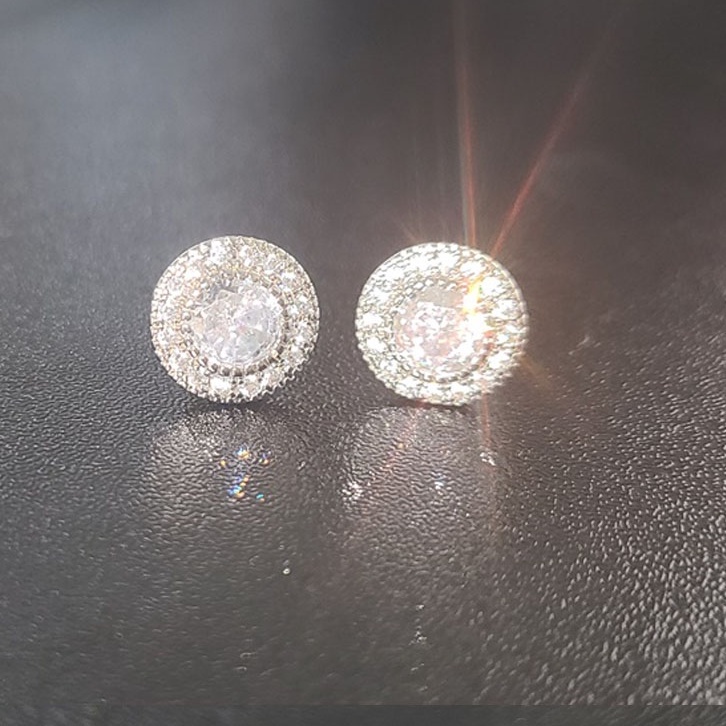 Khuyên Tai Tròn Đính Đá Zircon Lấp Lánh Thời Trang Mới Cho Nữ