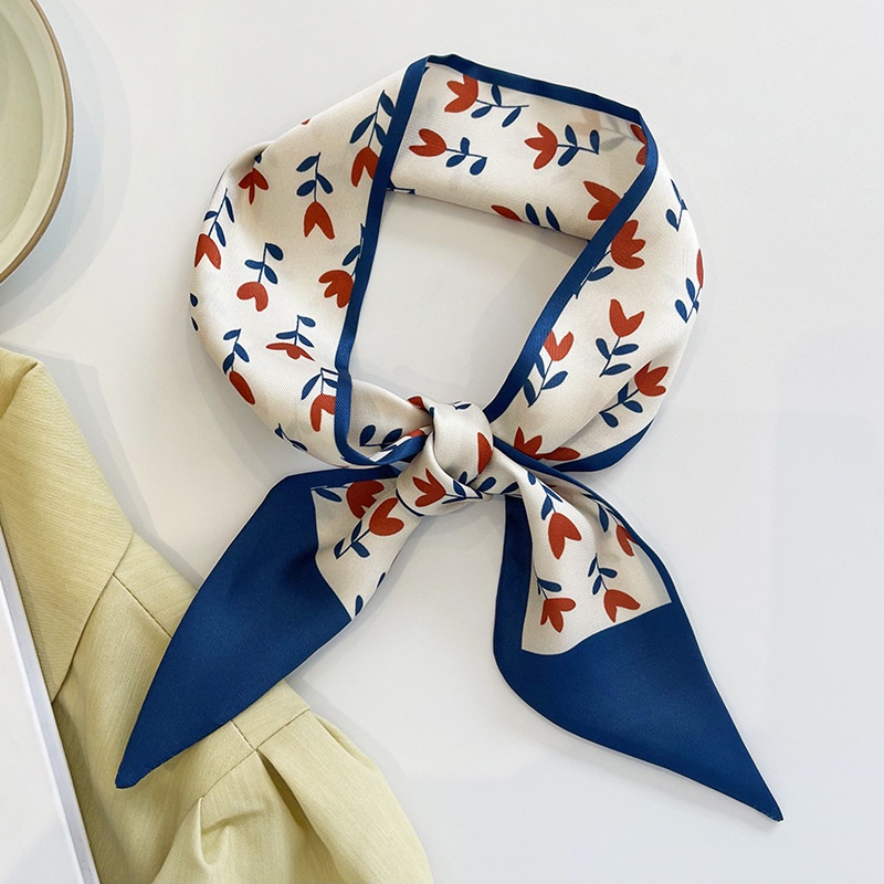 [Spring and summer new] blue style gentle daily matching small silk scarf women's hair band tie hair thin narrow ribbon tie bag spring and summer Korean style scarf