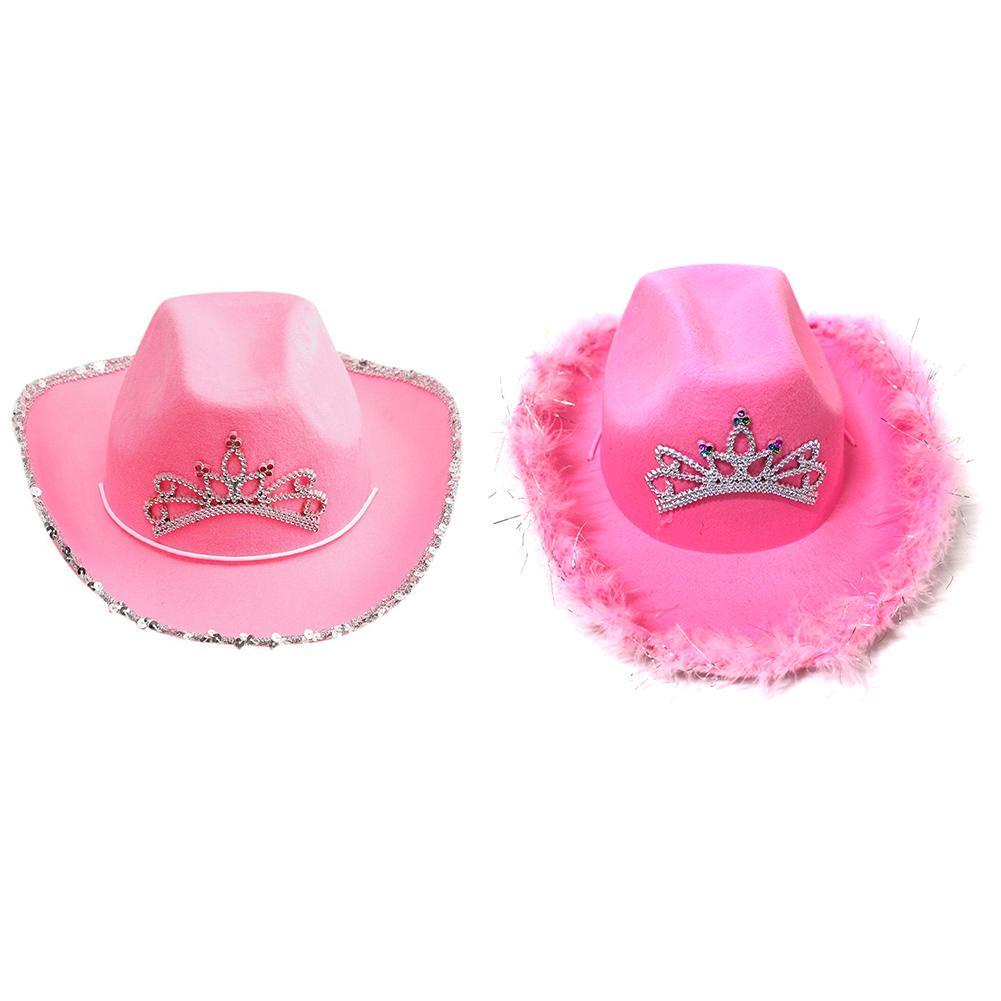 Mũ Cao Bồi Đính Kim Sa Hình Vương Miện Hồng