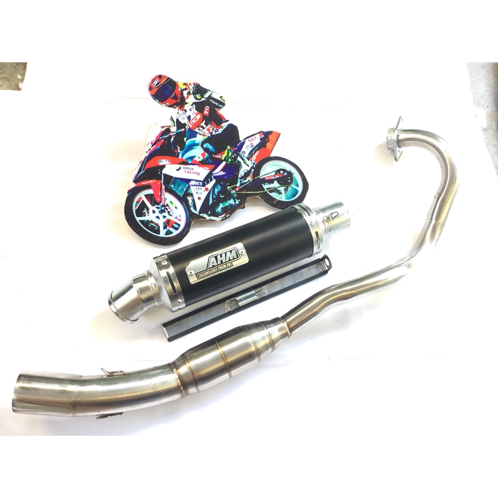 Bộ pô ahm đen full cổ bầu hơi inox exciter, winer, sonic, raider, satria, gsx, tfx, cbr, fz, r15