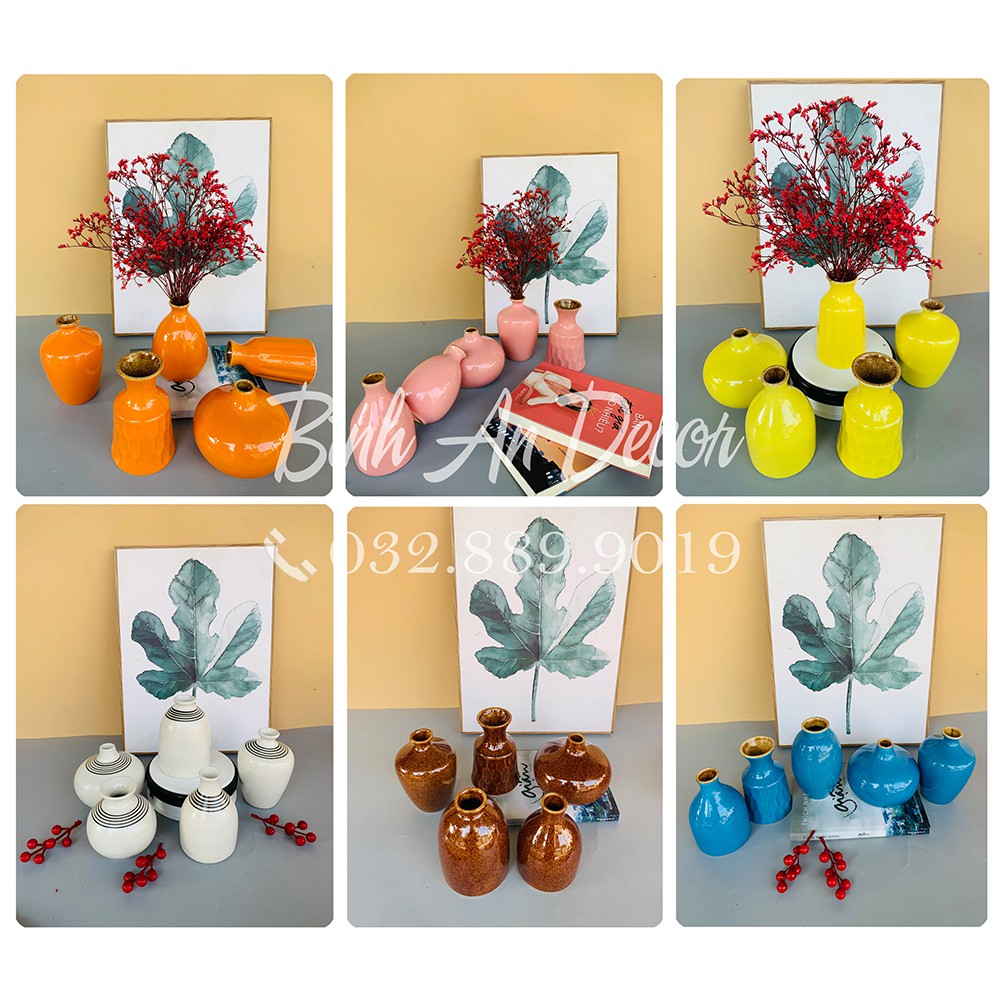 ( SET 5 LỌ & 10 LỌ MINI ĐẸP) LỌ HOA GỐM SỨ BÁT TRÀNG ĐẸP MẮT