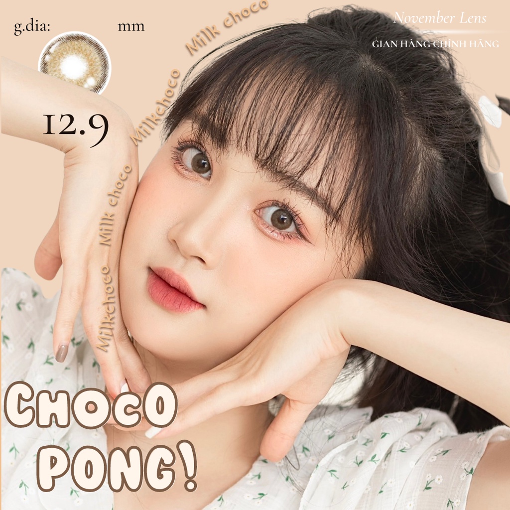 Kính áp tròng màu nâu sữa CHOCOPONG MILK thiên hướng nâu lạnh nâng tone mắt độ tây vừa phải
